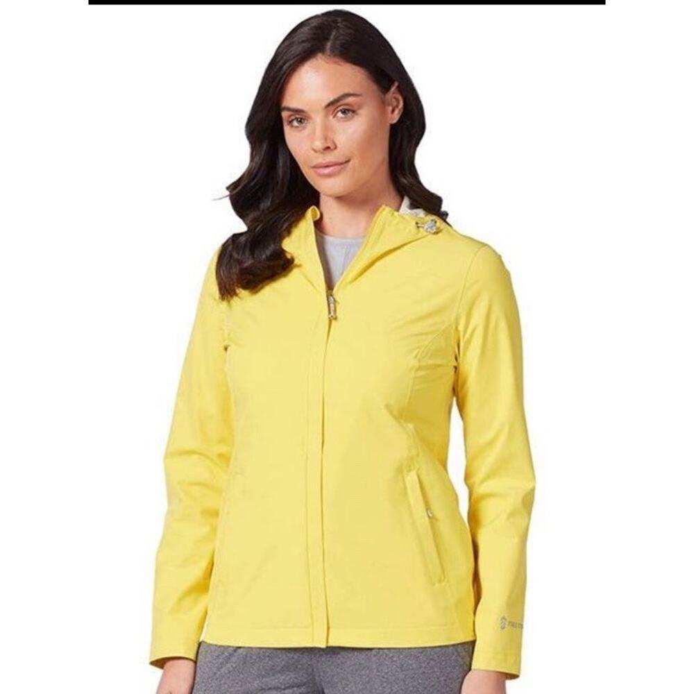 Free Country Water Resistant Hooded Packable Rain Jacket Yellow Size Small